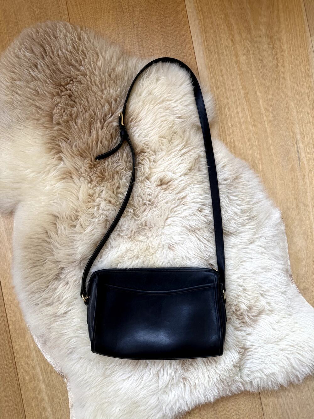 Vintage Coach Black Leather Crossbody Bag Purse